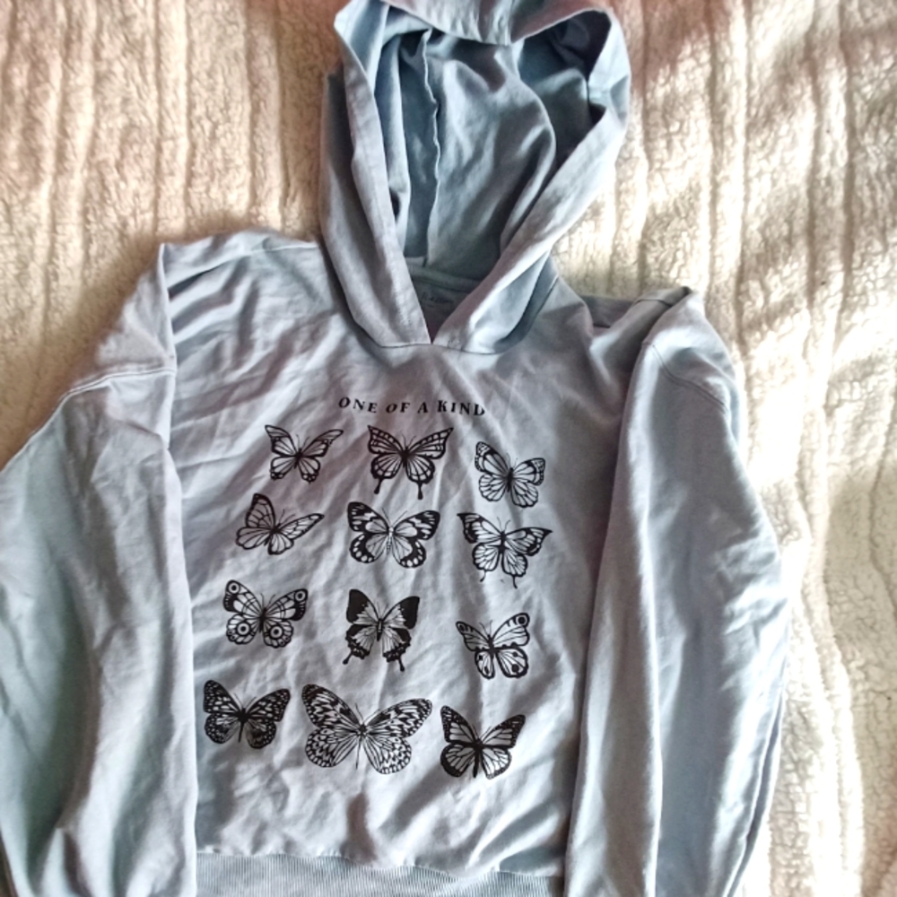 Pretty Rebellious Large Blue Butterfly Hoodie